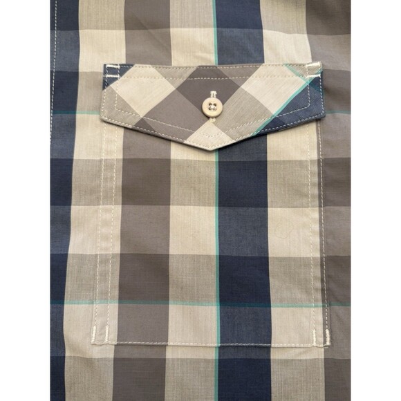 UNDER ARMOUR Tactical Shirt Mens Medium Blue Gray Plaid Button Up LS Performance - Picture 5 of 11